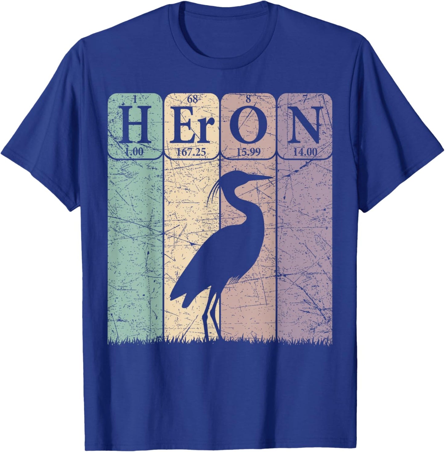 Heron Periodic Table Elements Birdwatching Ornithology T-Shirt - T-Shirt | Royal