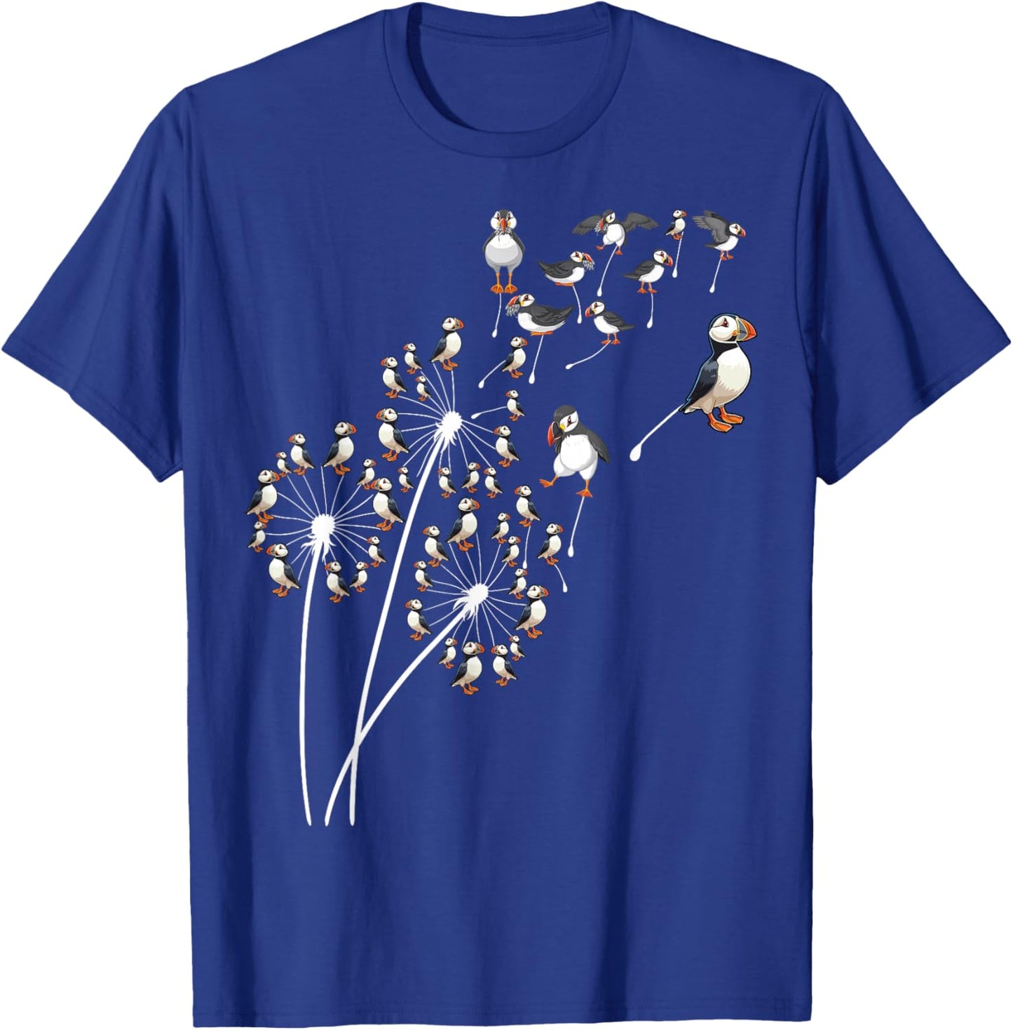 Dandelion Puffin Flower, Floral Puffin Tree T-Shirt - T-Shirt | Royal