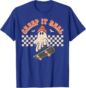 Retro Halloween Creep it Real Vintage Cute Ghost Halloween T-Shirt - T-Shirt | Royal