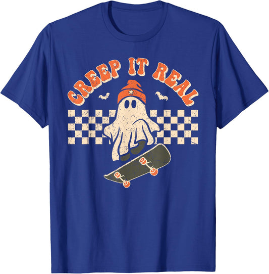 Retro Halloween Creep it Real Vintage Cute Ghost Halloween T-Shirt - T-Shirt | Royal