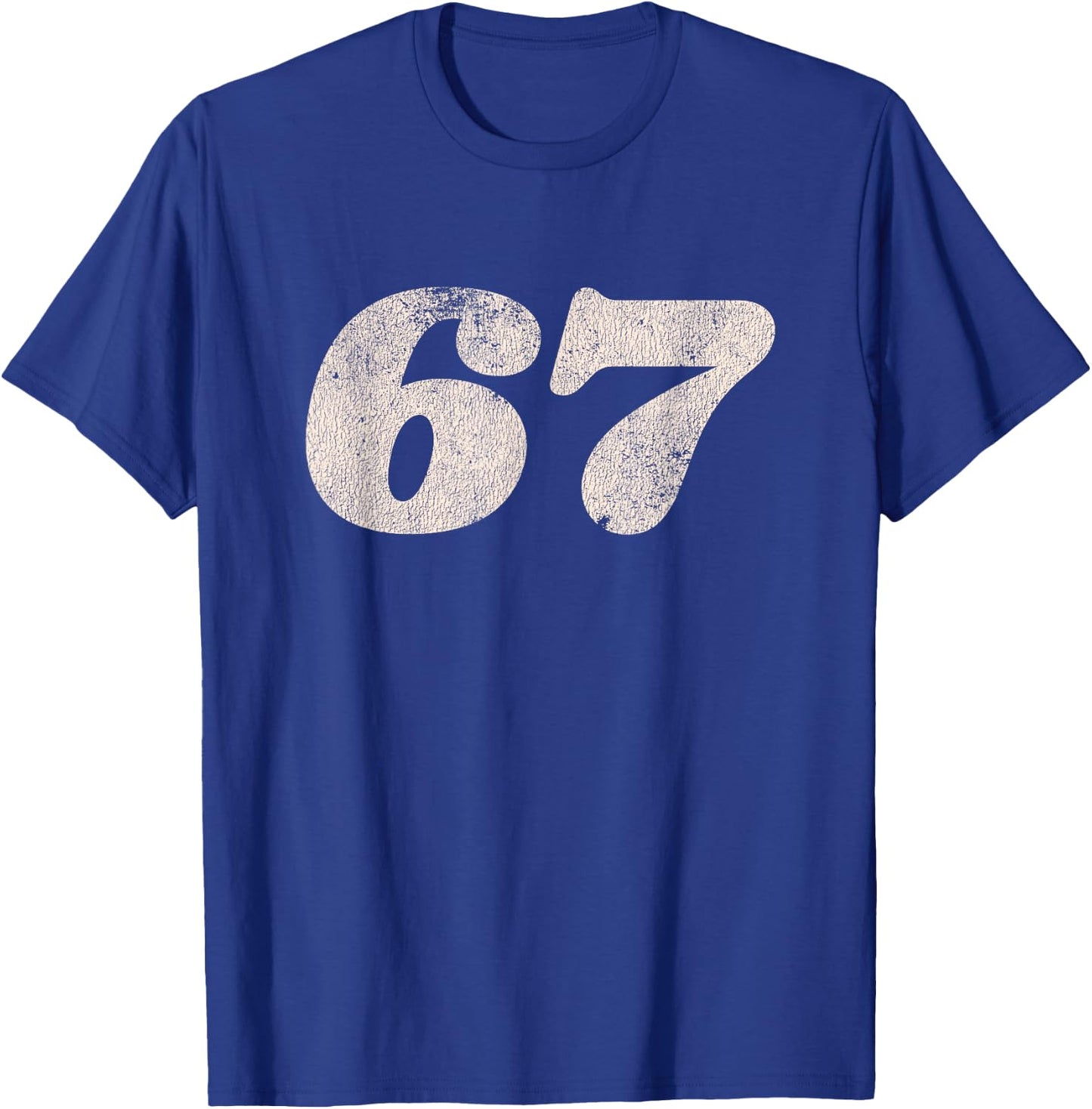 Number 67 (sixty-seven) Retro Motorcycle Racing T-Shirt - T-Shirt | Royal