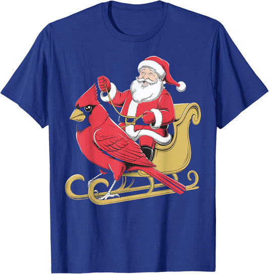 Santa Riding Giant Cardinal Bird for Christmas Lovers T-Shirt - T-Shirt | Royal