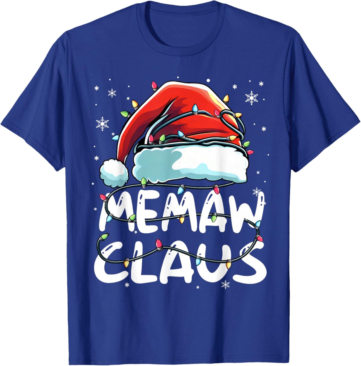 Memaw Claus Christmas Lights Matching Family Xmas Pajama T-Shirt - T-Shirt | Royal