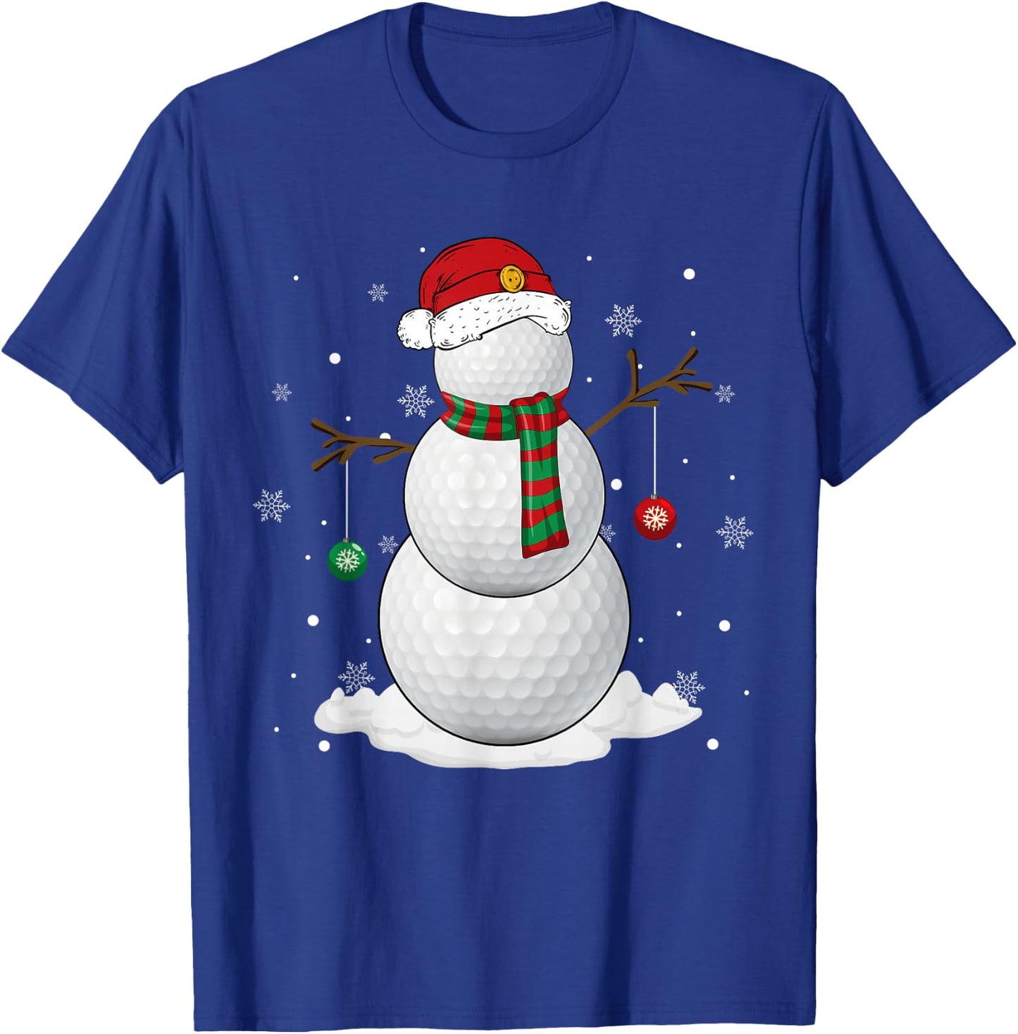 Golf Ball Snowman Santa Hat Christmas Pajama Xmas Holiday T-Shirt - T-Shirt | Royal