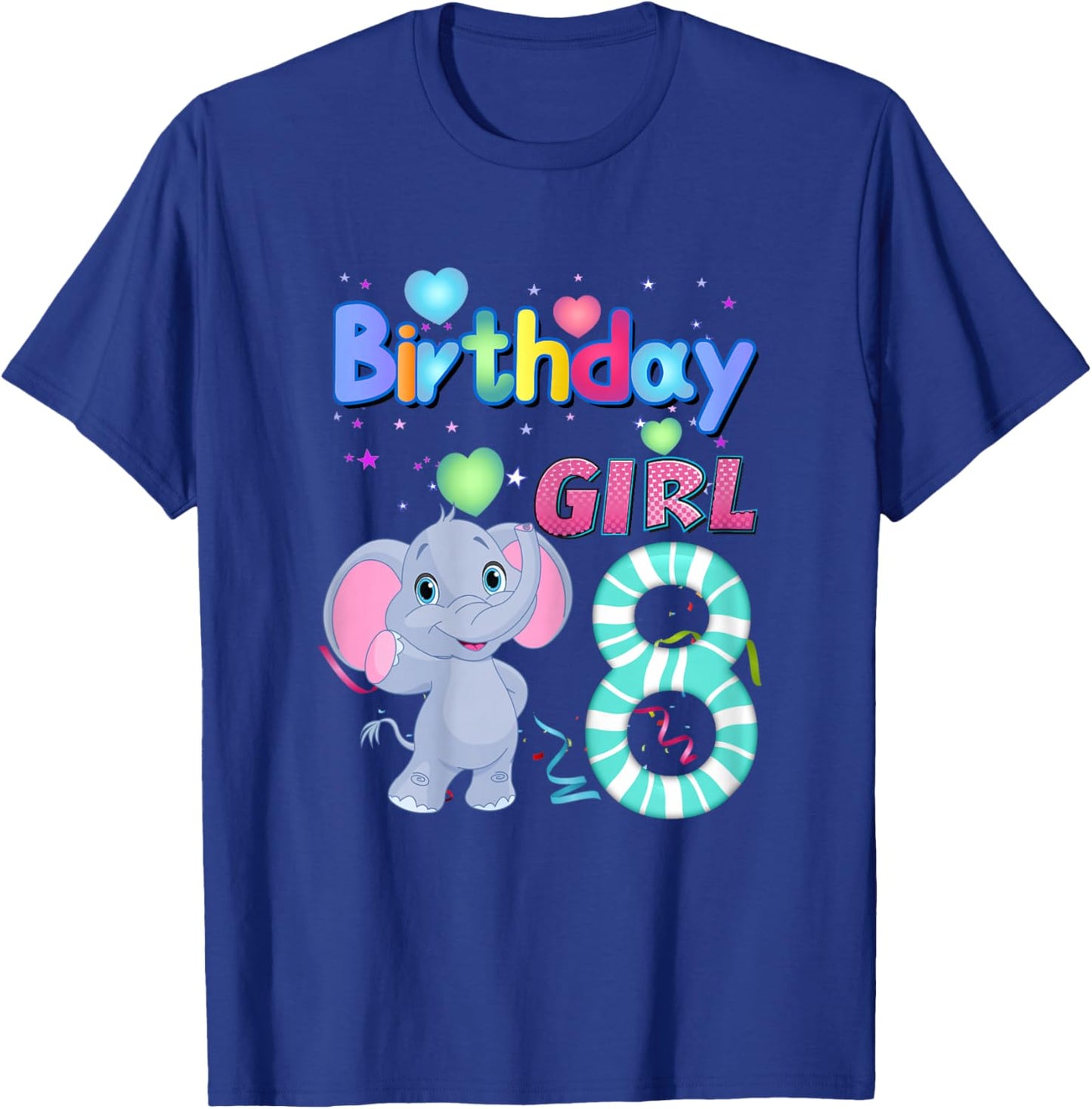 Elephant Birthday For Girl 8th Elephant Birthday 8 Year Old) T-Shirt - T-Shirt | Royal