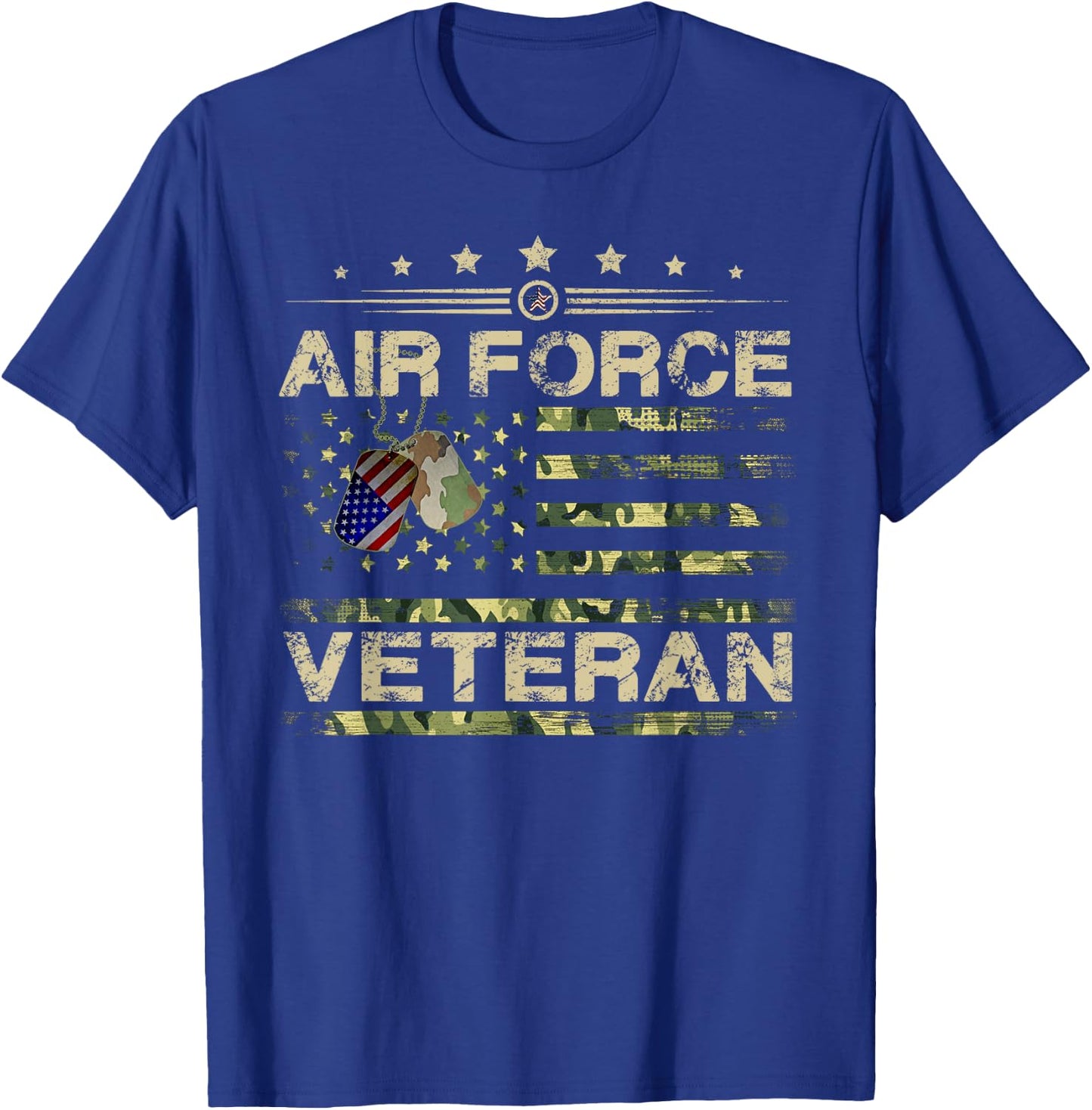 Camouflage American Betsy Ross Flag Us Air Force Veteran T-Shirt - T-Shirt | Royal