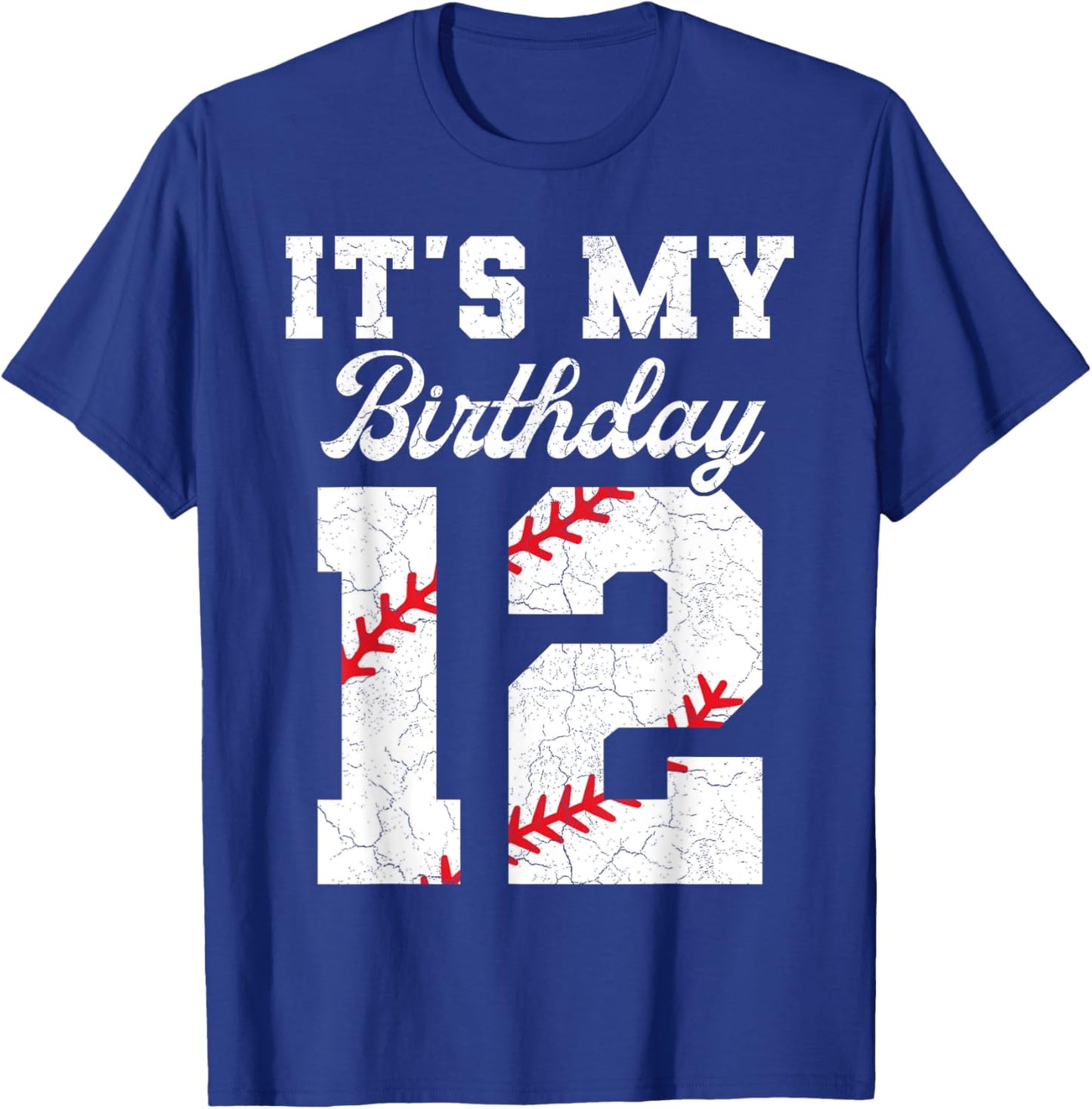 Birthday Boy 12 Baseball Its My 12th Birthday Boys Girls T-Shirt - T-Shirt | Royal