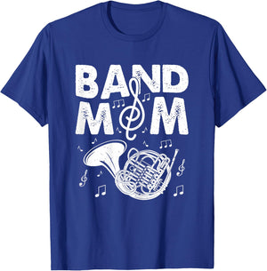 Band Mom Funny French Horn Marching Band Musician Mom Gifts T-Shirt - T-Shirt | Royal