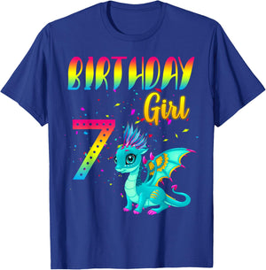 Birthday Girl Dragon 7 Theme Party Outfit T-Shirt - T-Shirt | Royal