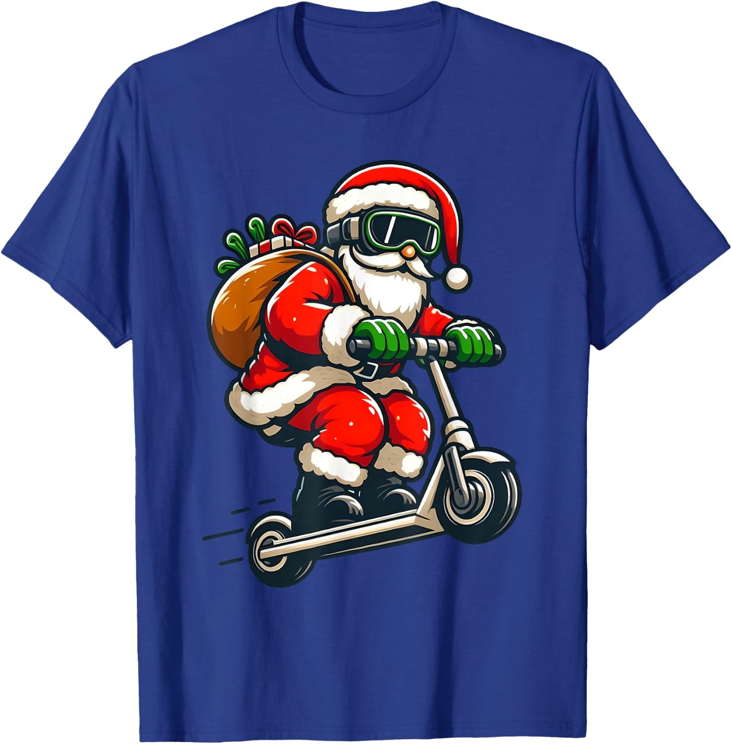 Santa Riding Scooter Christmas Pajama for Toddlers Kids Boys T-Shirt - T-Shirt | Royal