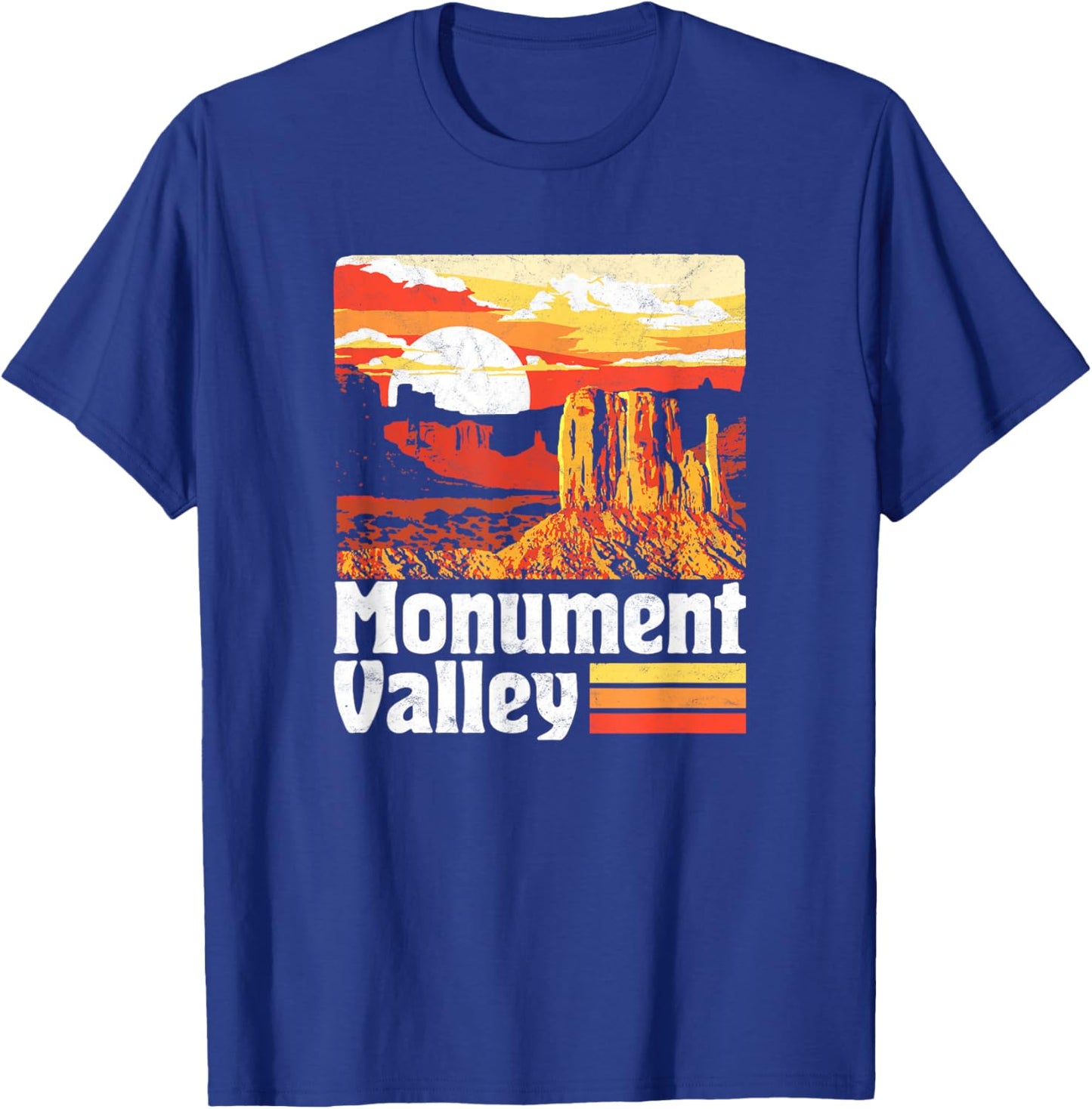 Monument Valley Vintage Sunset 80s Retro Distressed T-Shirt - T-Shirt | Royal