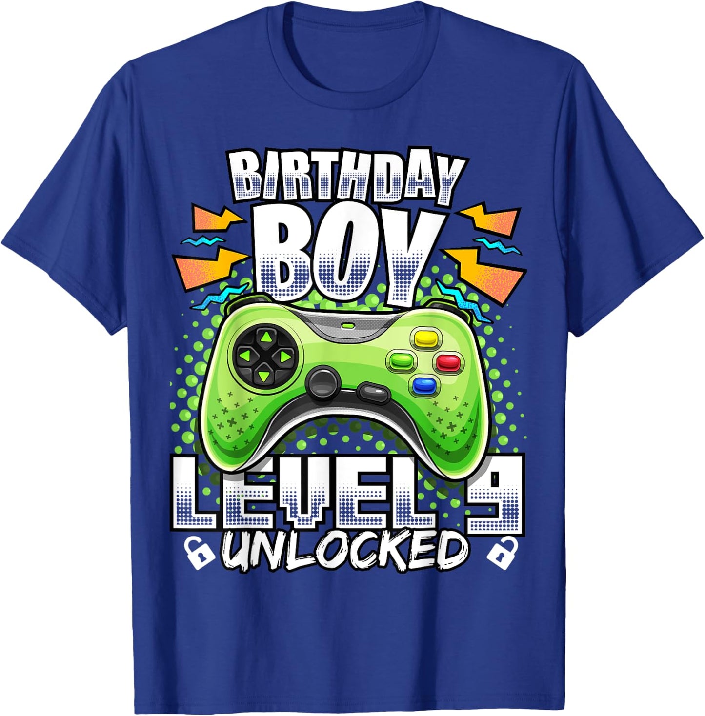 Level 9 Unlocked Video Game 9th Birthday Gamer Gift Boys T-Shirt - T-Shirt | Royal