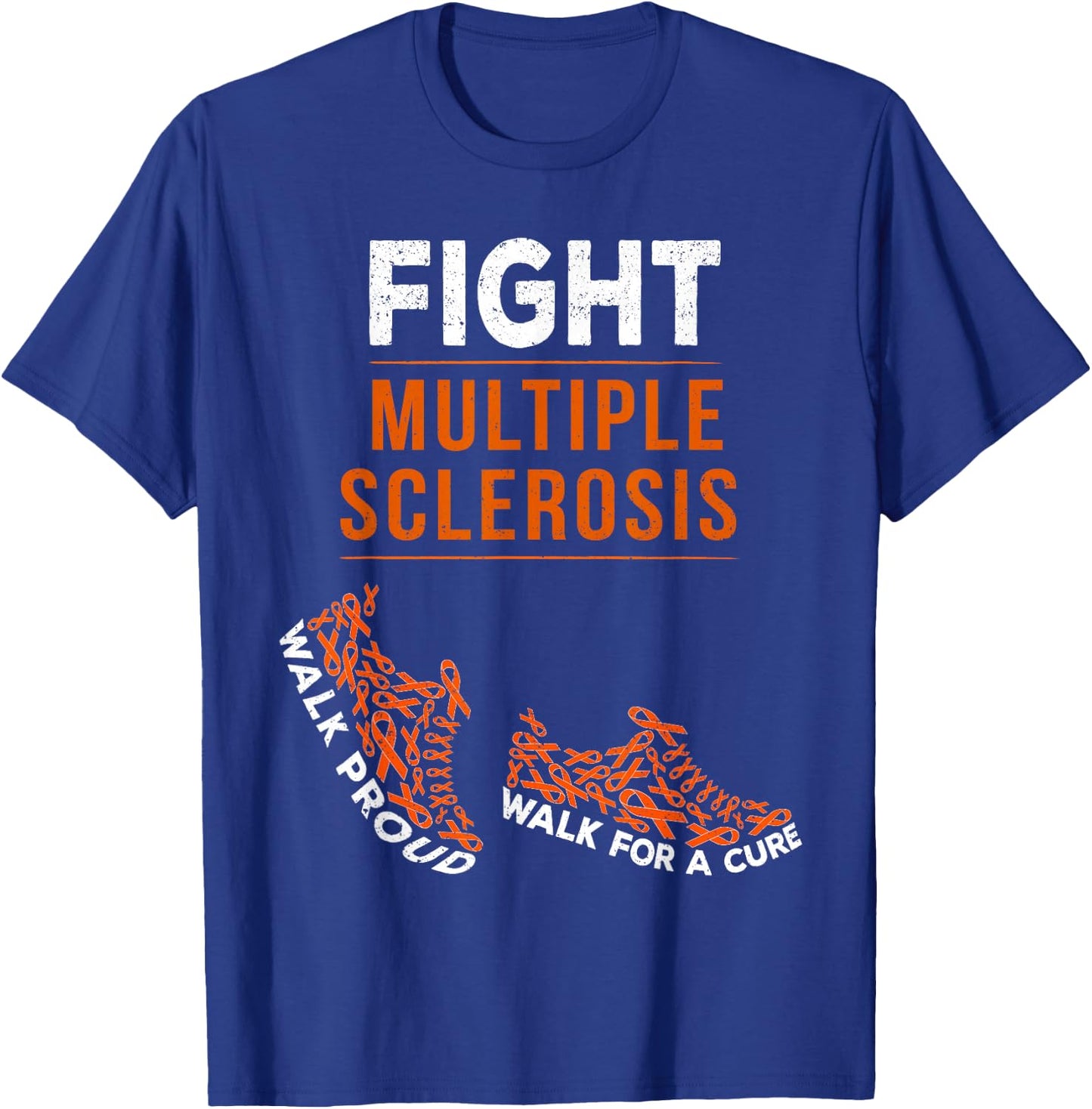 Fight Multiple Sclerosis MS Awareness Warrior Ribbon T-Shirt - T-Shirt | Royal