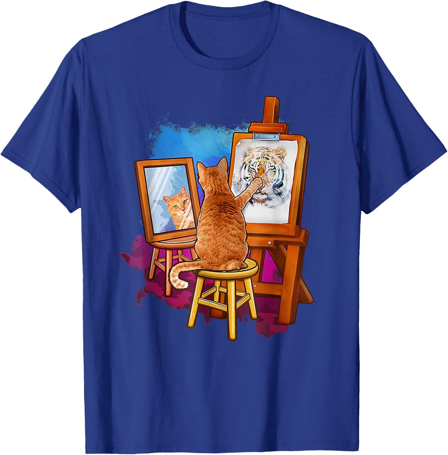 Cat paints self-portrait as a tiger T-Shirt - T-Shirt | Royal