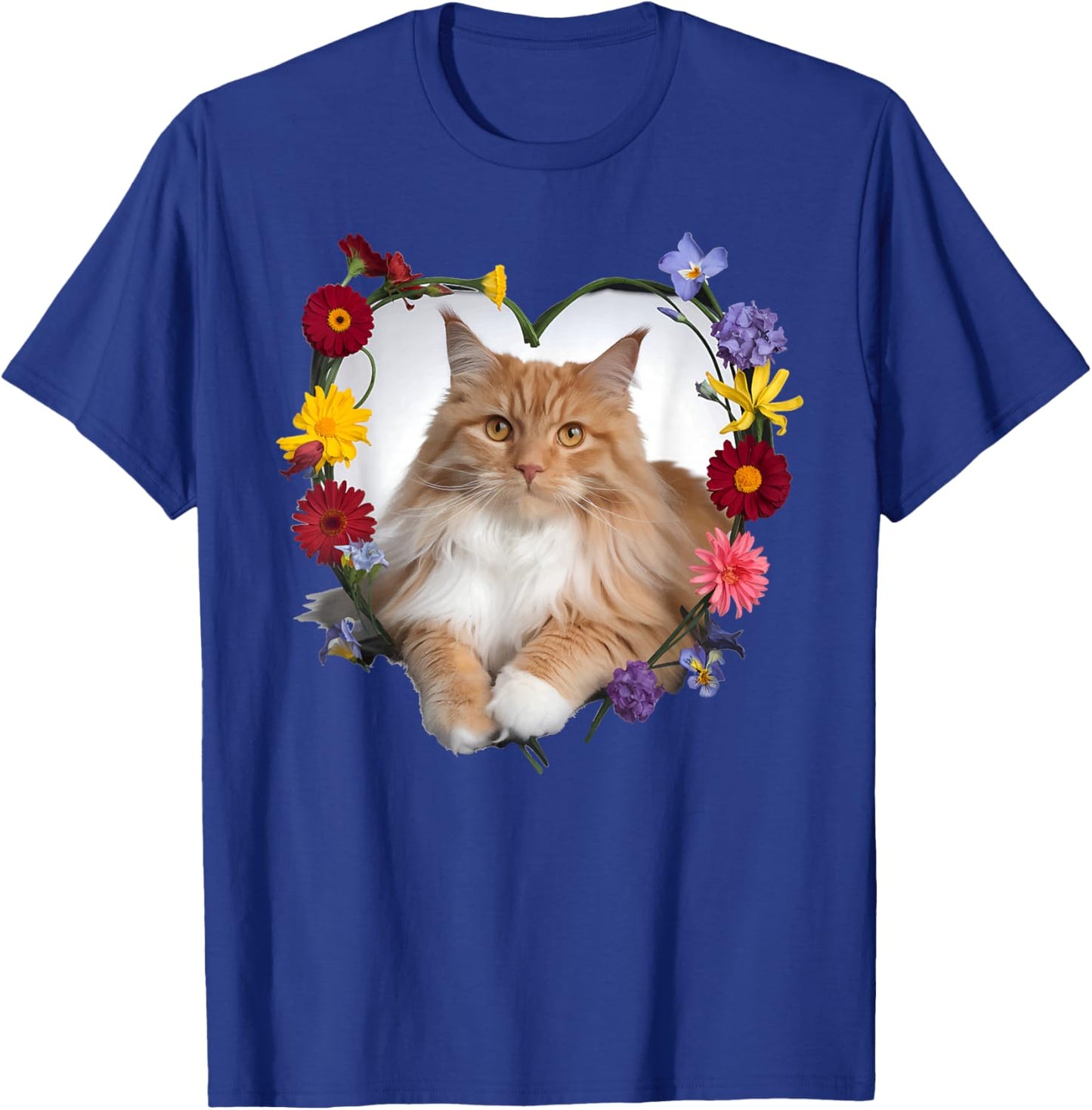 Orange Maine Coon Cat Pet Lover Heart Valentine T-Shirt - T-Shirt | Royal