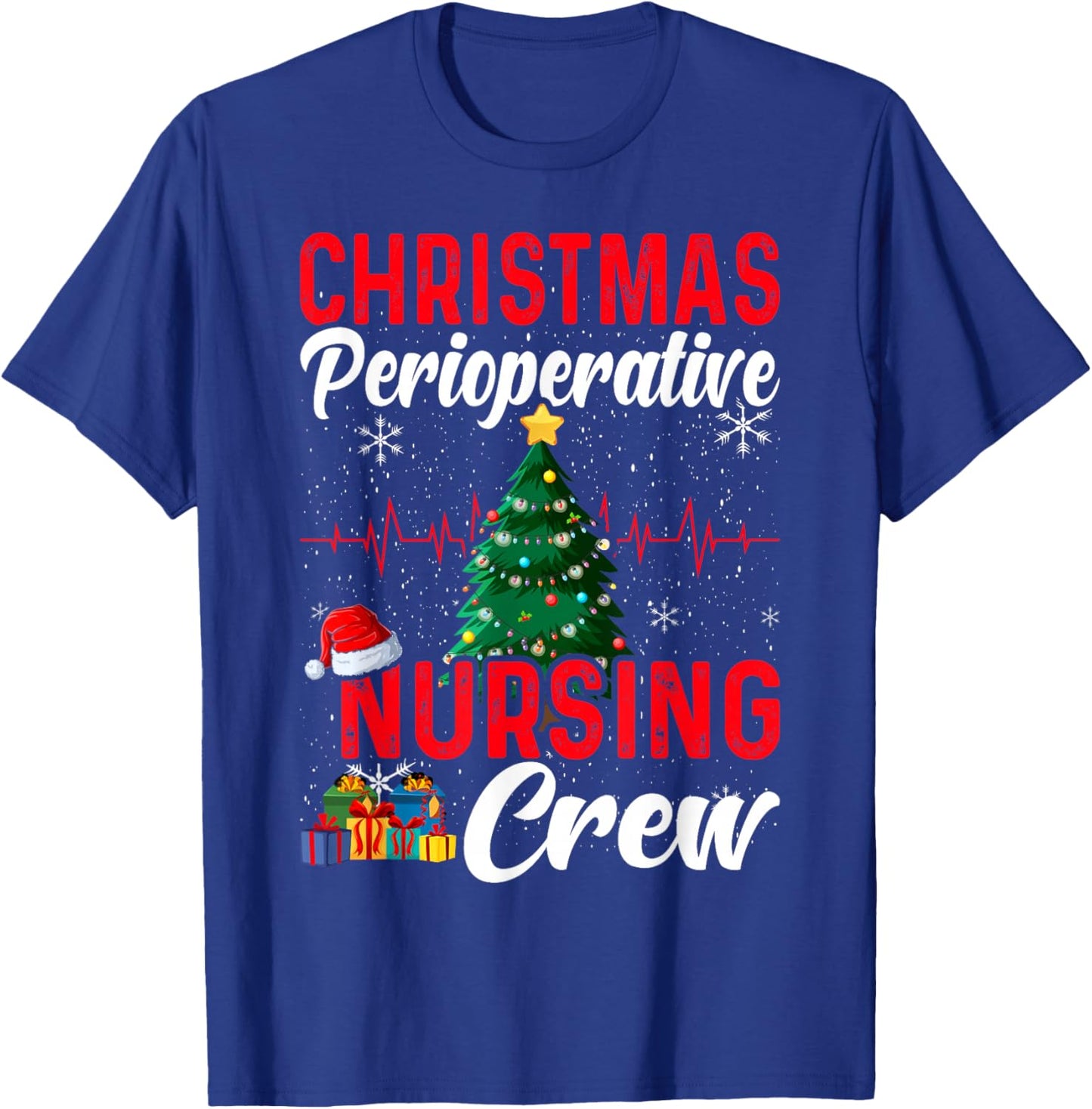 Perioperative Nurse Pre op Nursing Christmas Crew Surgery T-Shirt - T-Shirt | Royal