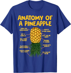 Anatomy of A Pineapple Swinger Funny Upside Down Pineapple T-Shirt - T-Shirt | Royal