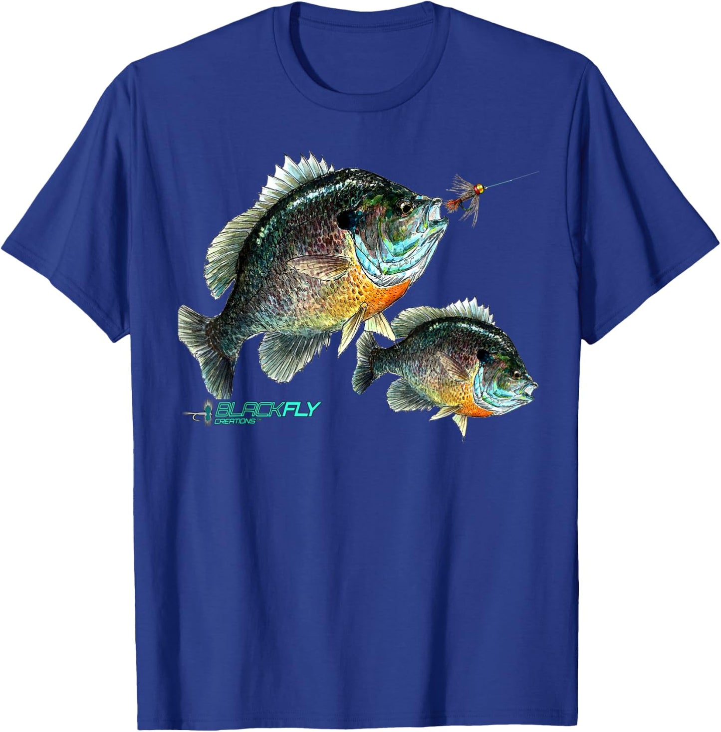 Black Fly Bluegill Fishing Shirts Panfish Jigs T-Shirt - T-Shirt | Royal