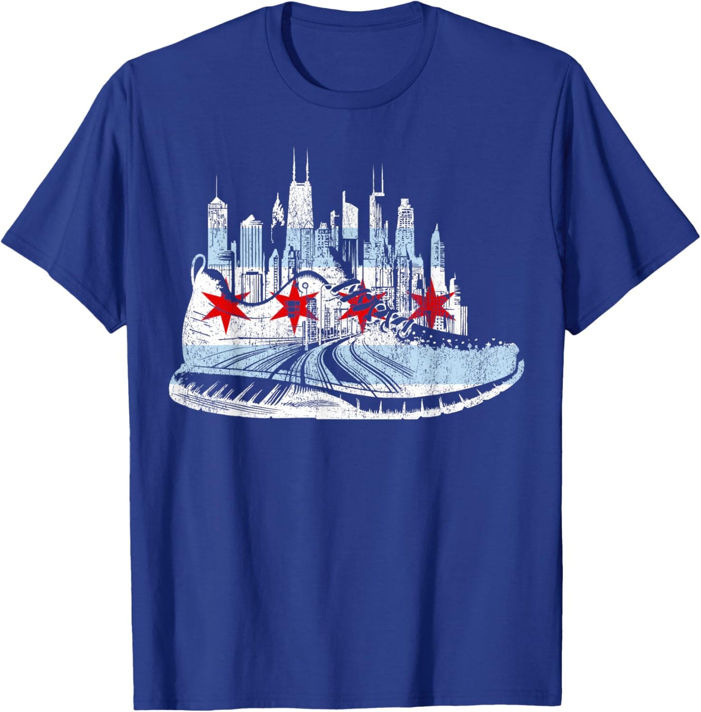 Chicago Runner Run Marathons Running Jogger Motivational T-Shirt - T-Shirt | Royal