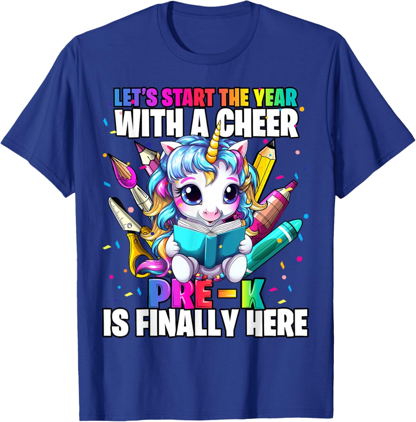 Unicorn Pre-K Back to School First Day of School Girls T-Shirt - T-Shirt | Royal