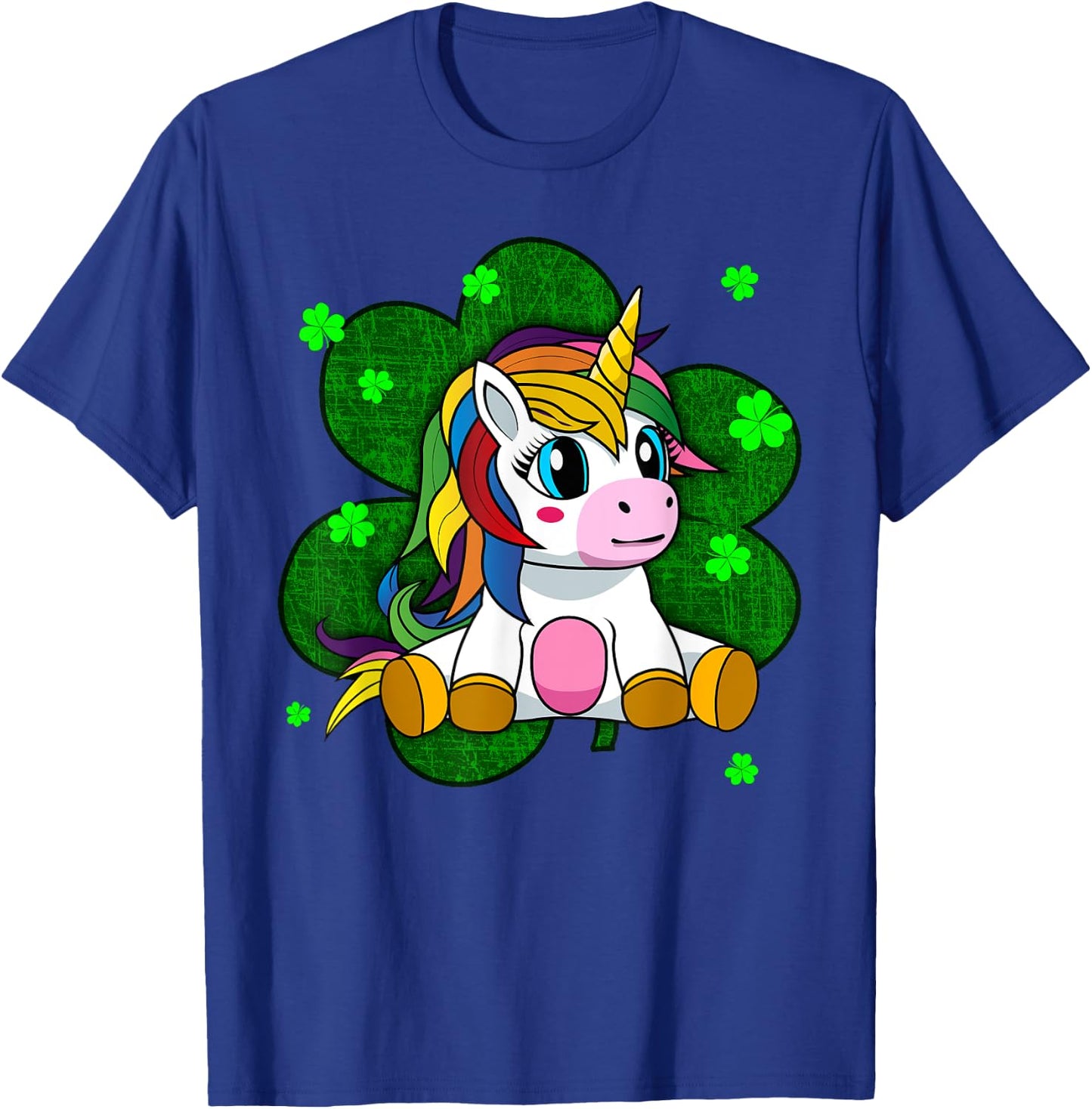 Cute Kids Unicorn Shirt Girls St Patricks Day Shamrock T-Shirt - T-Shirt | Royal