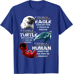 Pro-Life Anti-Abortion T Shirt Eagle Turtle Human Women Men T-Shirt - T-Shirt | Royal