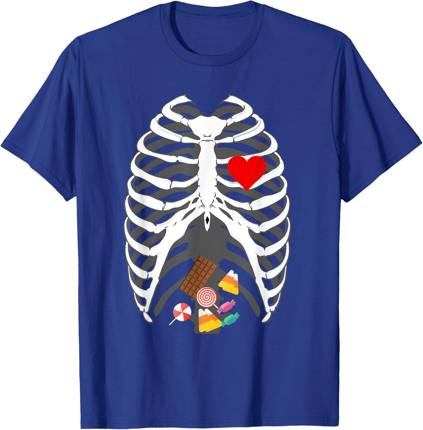Halloween skeleton X-Ray Candy Belly funny Halloween costume T-Shirt - T-Shirt | Royal