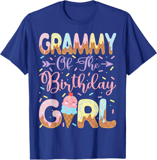 Grammy of The Birthday Girl Sweet Ice Cream Party Matching T-Shirt - T-Shirt | Royal