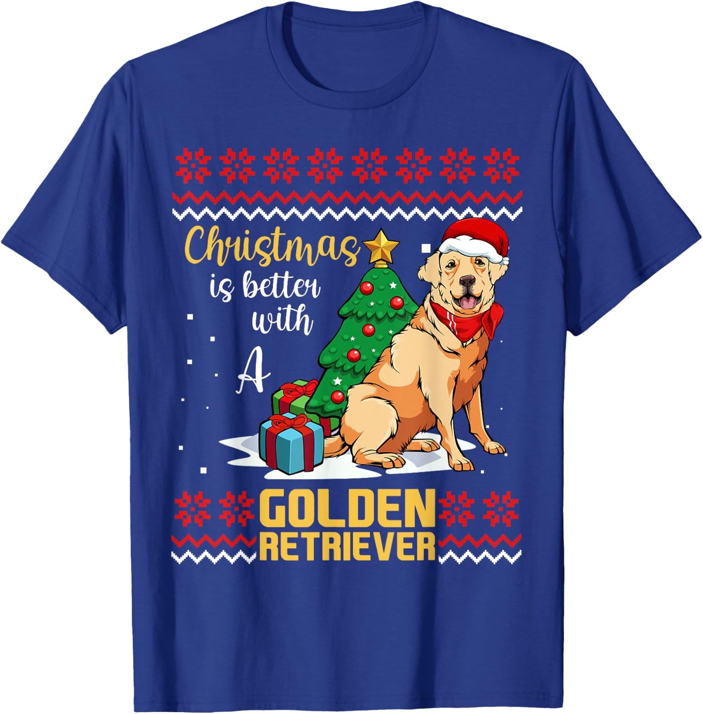 Christmas Is Better With A Golden Retriever Pajama Dog X-Mas Men Women Kids T-Shirt - T-Shirt | Royal