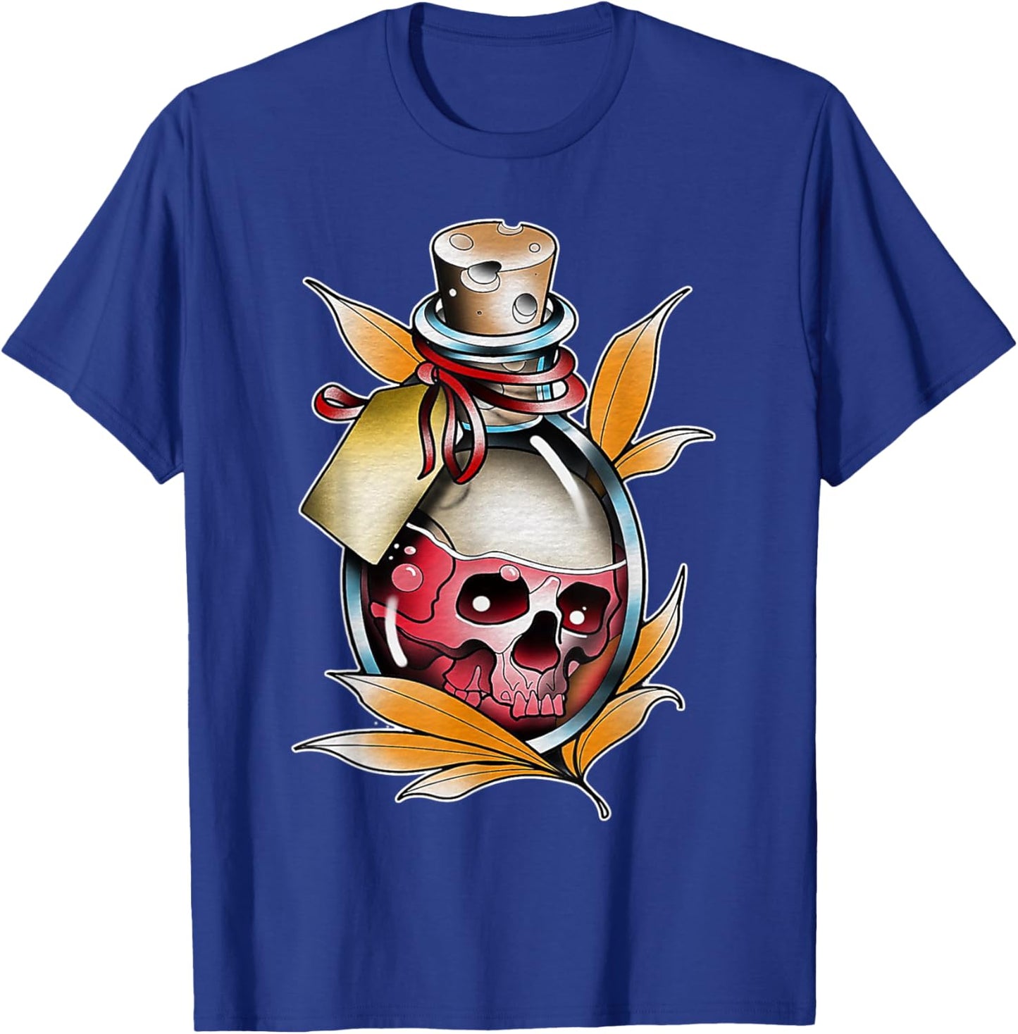 Skull Potion Poison Bottle Neo-Traditional Tattoo Flash T-Shirt - T-Shirt | Royal