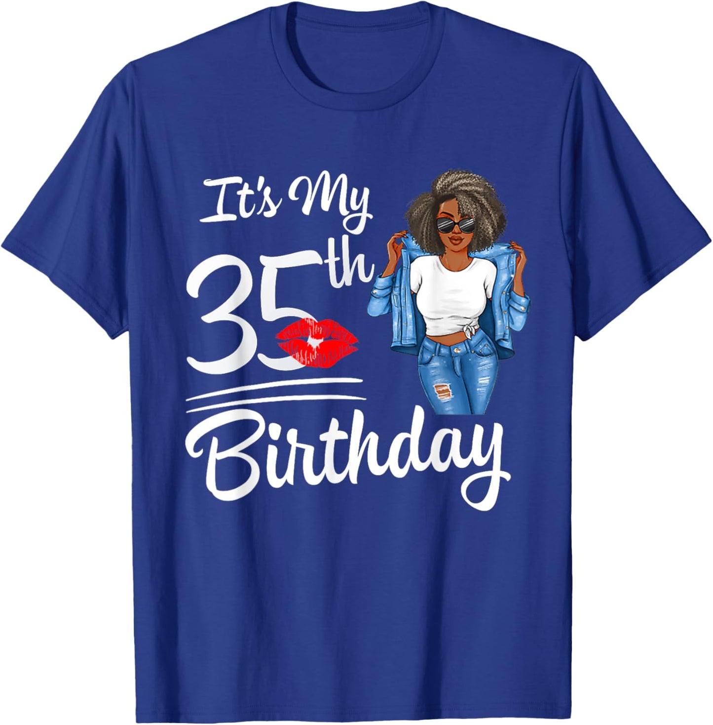 It's My 35th Birthday 35 Years Old Afro Black Melanin Women T-Shirt - T-Shirt | Royal