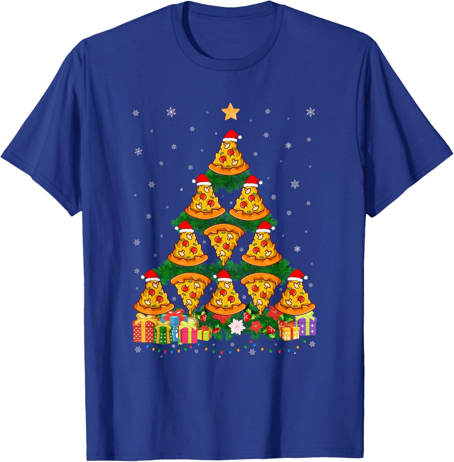 Funny Xmas Outfit for Pizza Lovers Ugly Christmas Sweater T-Shirt - T-Shirt | Royal