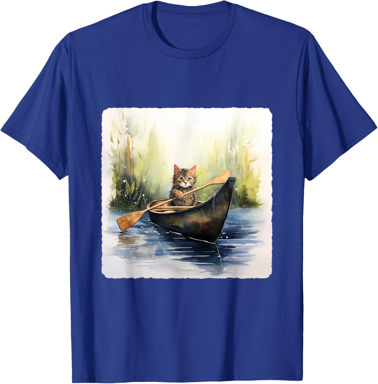 Cat In A Canoe. Adventurous Cat In A Canoe, Pet Adventure Men Women Kids T-Shirt - T-Shirt | Royal