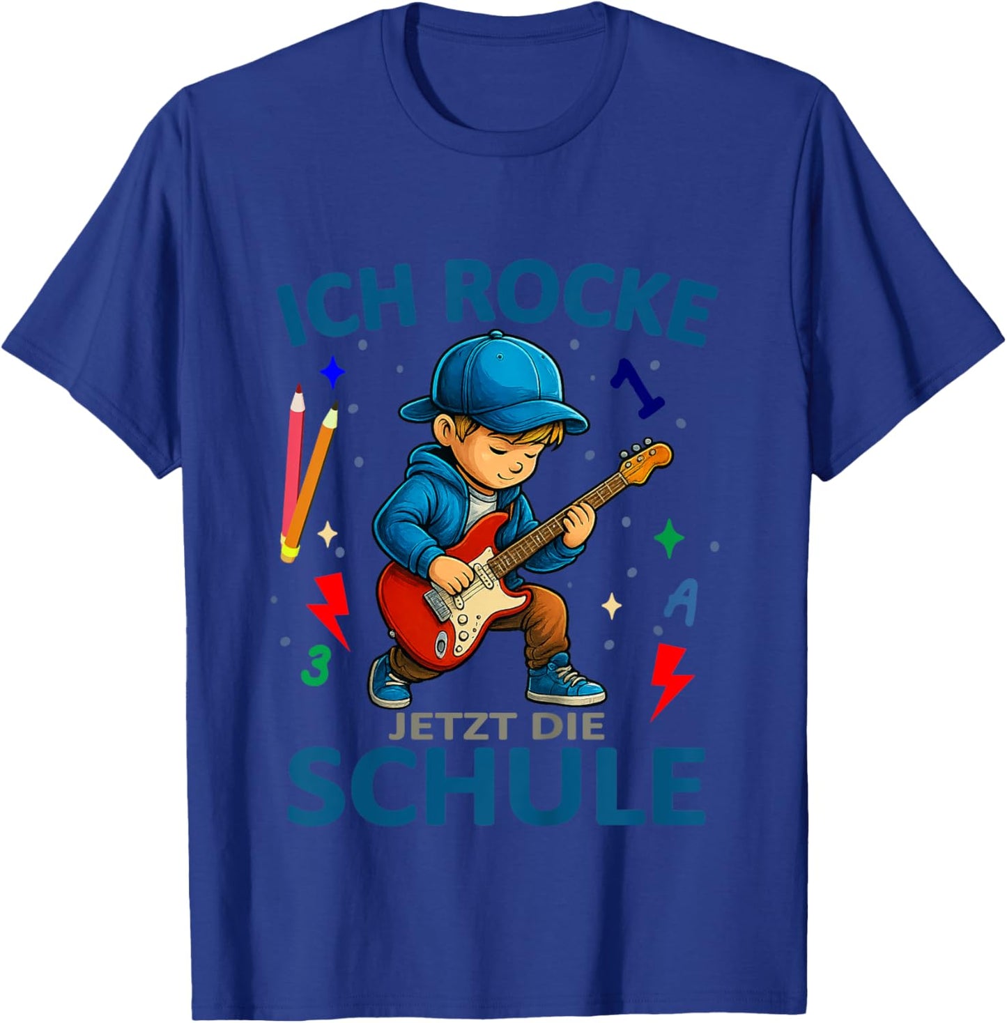 Kinder Ich Rocke jetzt die Schule - Gitarrenspieler Schulanfang T-Shirt - T-Shirt | Royal