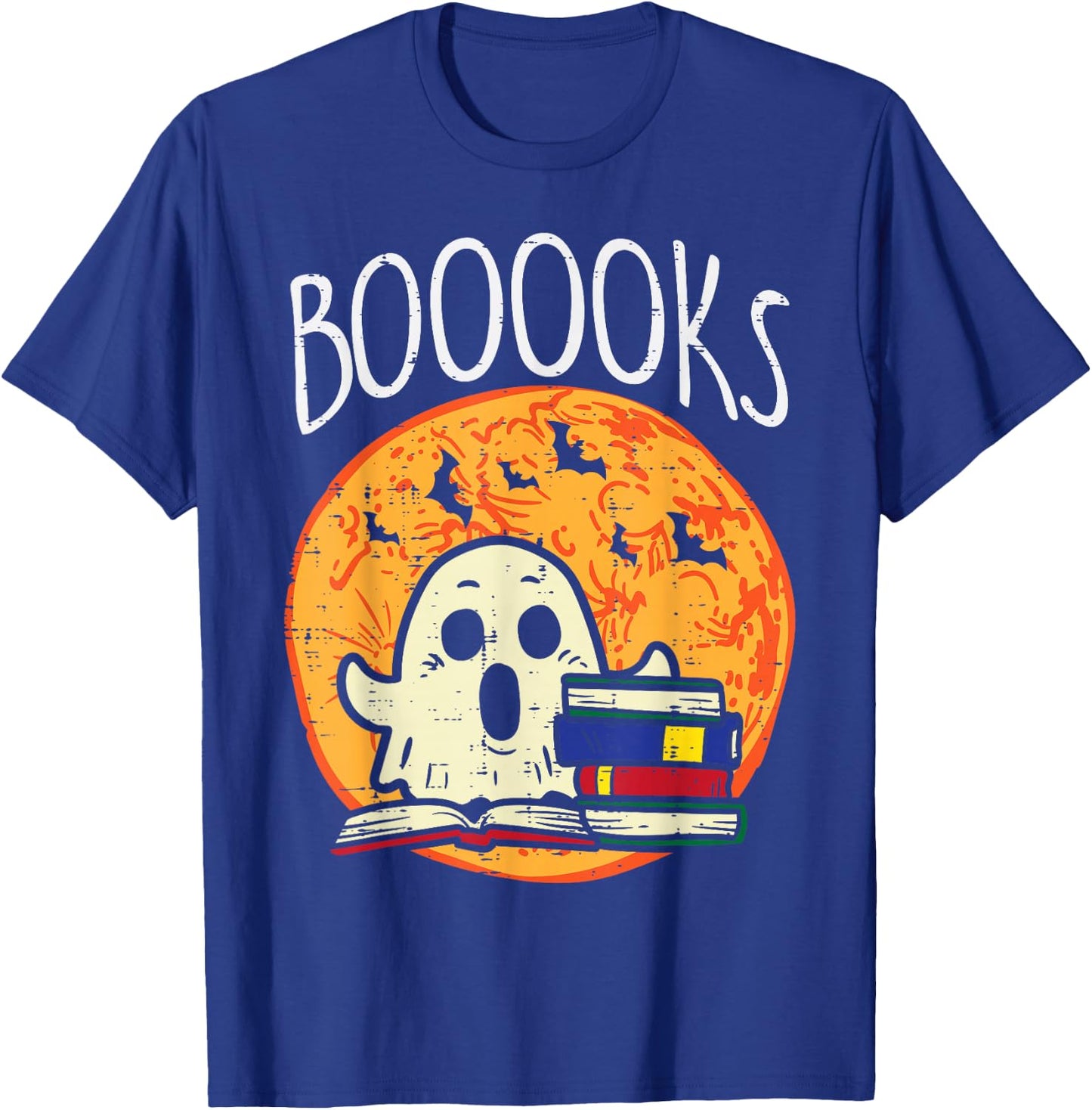 Books Ghost Boooks Halloween Reading Librarian Teacher Book T-Shirt - T-Shirt | Royal