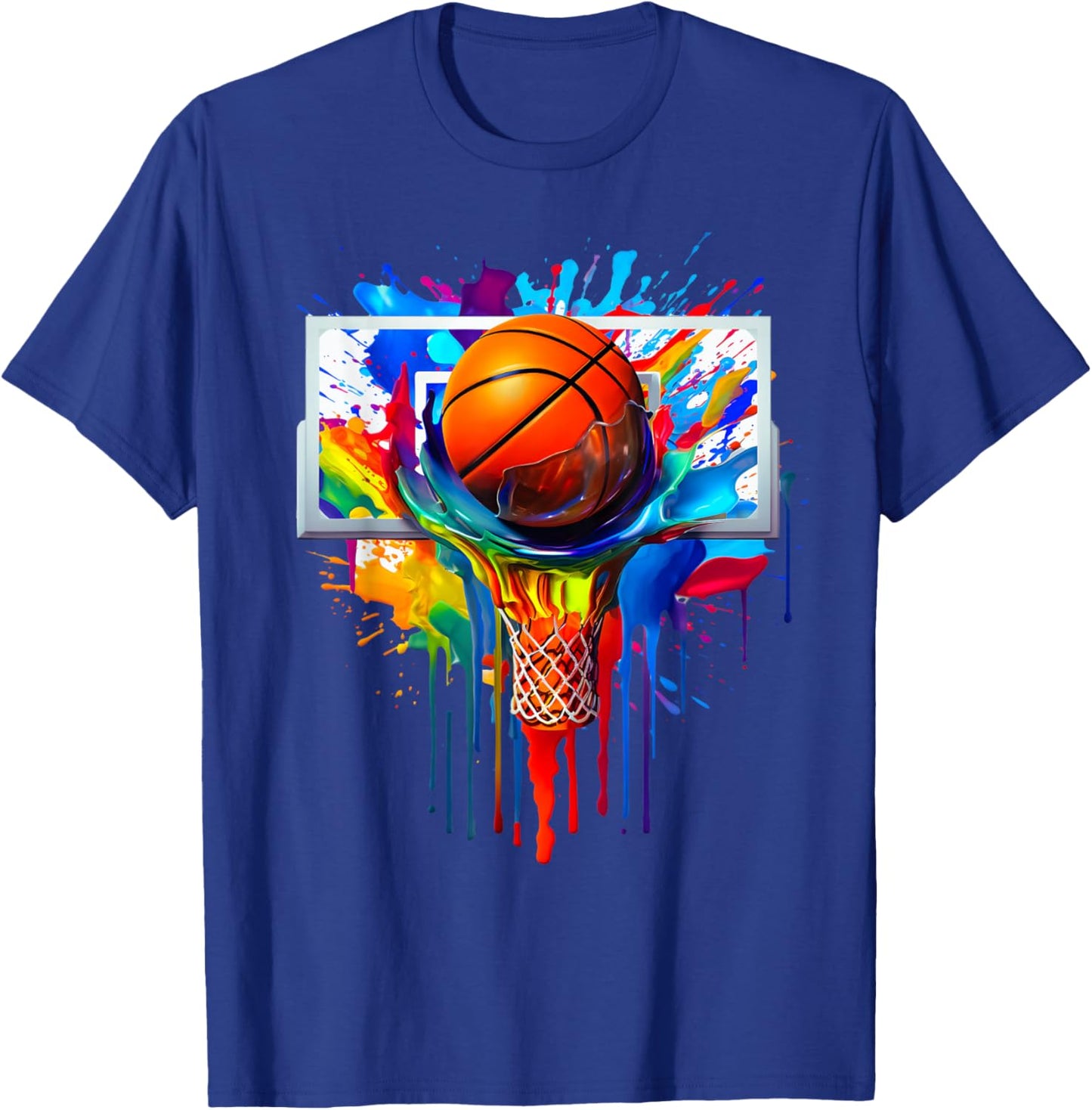 Tie Dye Basketball Ball Hoop Slam Dunk Dribbling T-Shirt - T-Shirt | Royal
