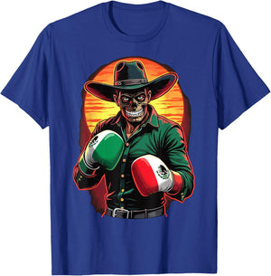 Mexican Cowboy Boxer Día de Muertos Boxing T-Shirt - T-Shirt | Royal