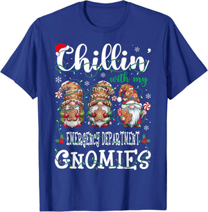 Chillin With My Emergency Department Gnomies Christmas ED T-Shirt - T-Shirt | Royal