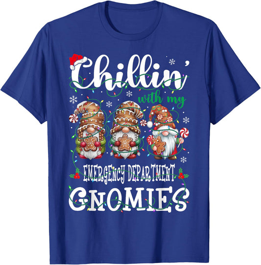 Chillin With My Emergency Department Gnomies Christmas ED T-Shirt - T-Shirt | Royal