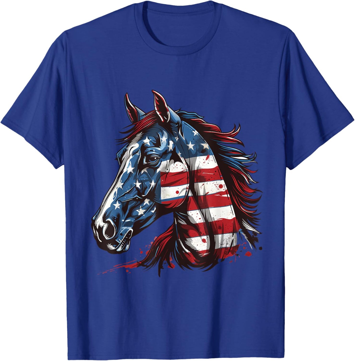 Patriotic Horse USA Flag Vintage Horse 4th Of July T-Shirt - T-Shirt | Royal