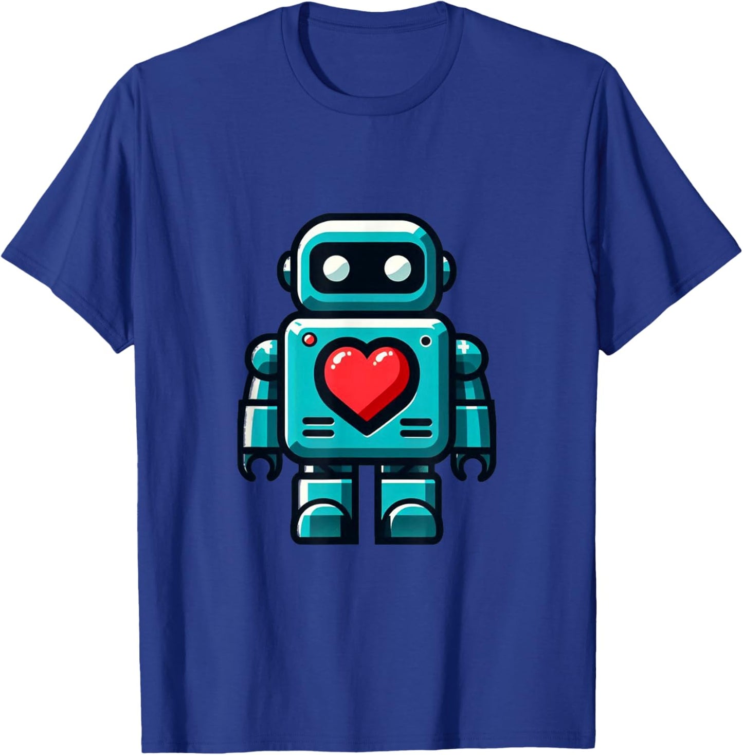 I Love Robots, Robot with Big Heart Valentine Kids Gift T-Shirt - T-Shirt | Royal
