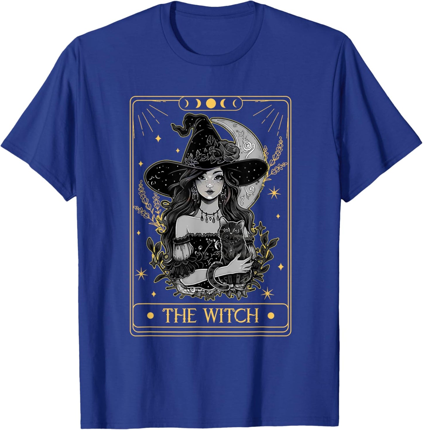 Tarot Card The Witch Witchy Funny Black Cat Spooky Halloween Women Kids T-Shirt - T-Shirt | Royal