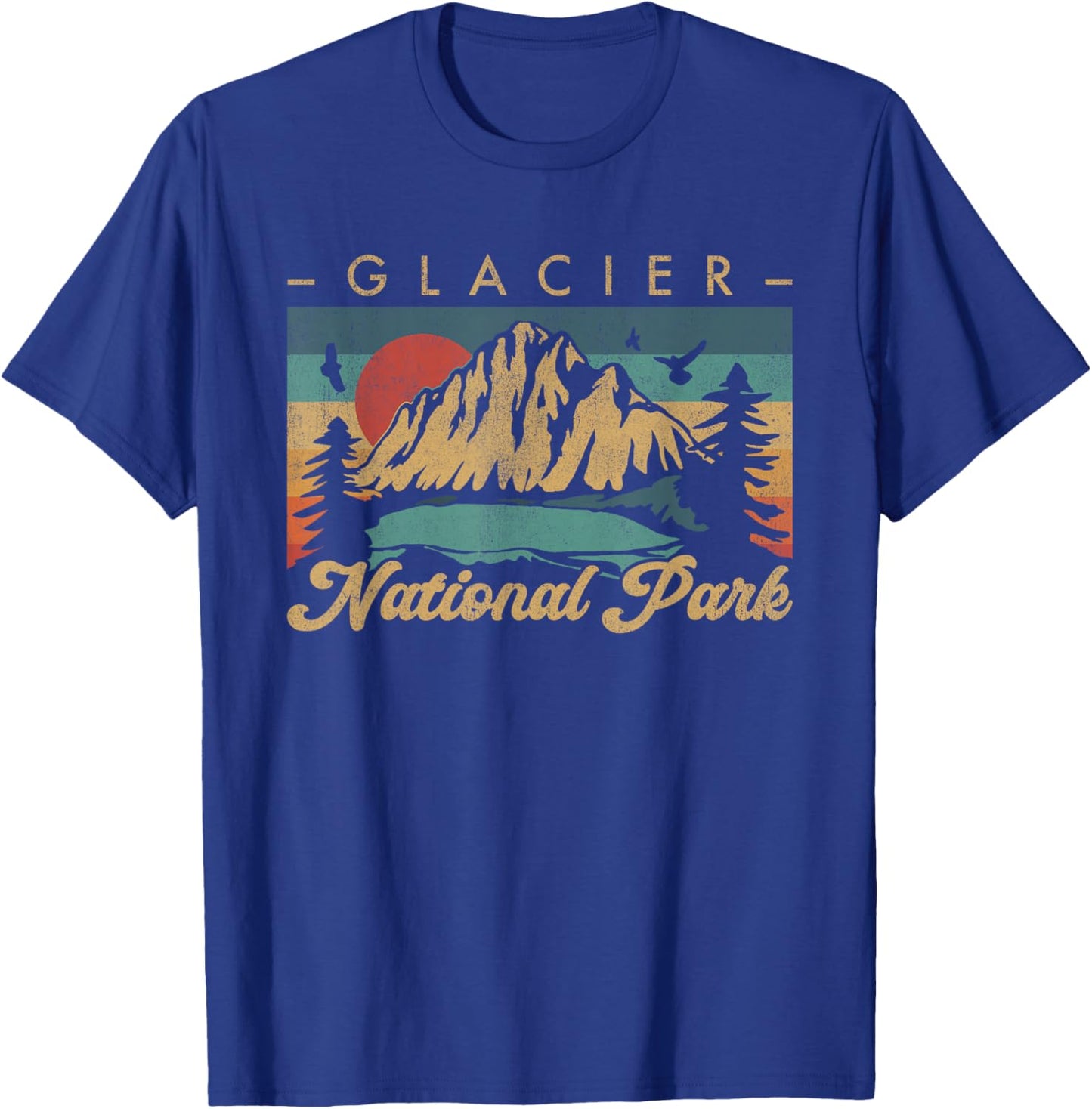Retro Vintage Graphic Glacier National Park T-Shirt - T-Shirt | Royal