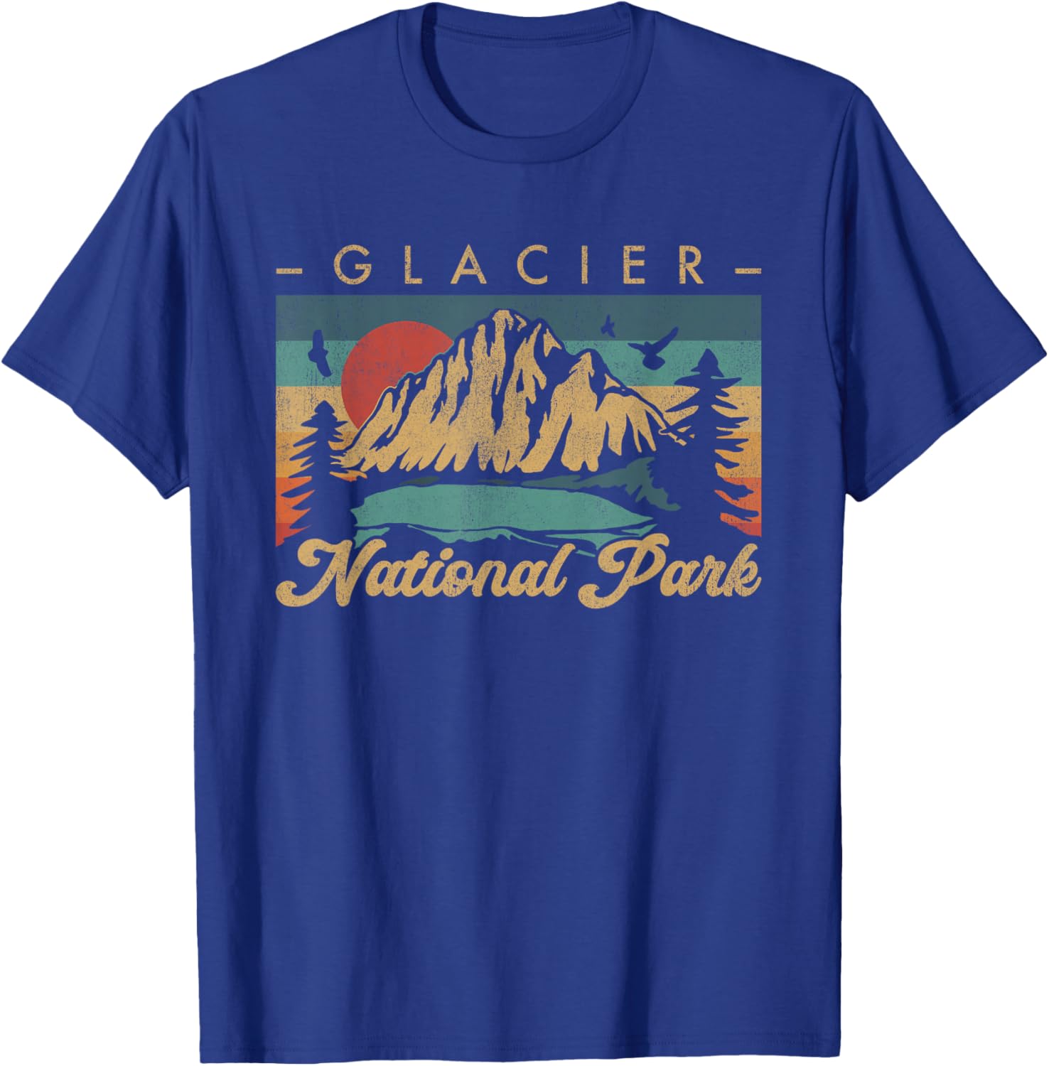 Retro Vintage Graphic Glacier National Park T-Shirt - T-Shirt | Royal