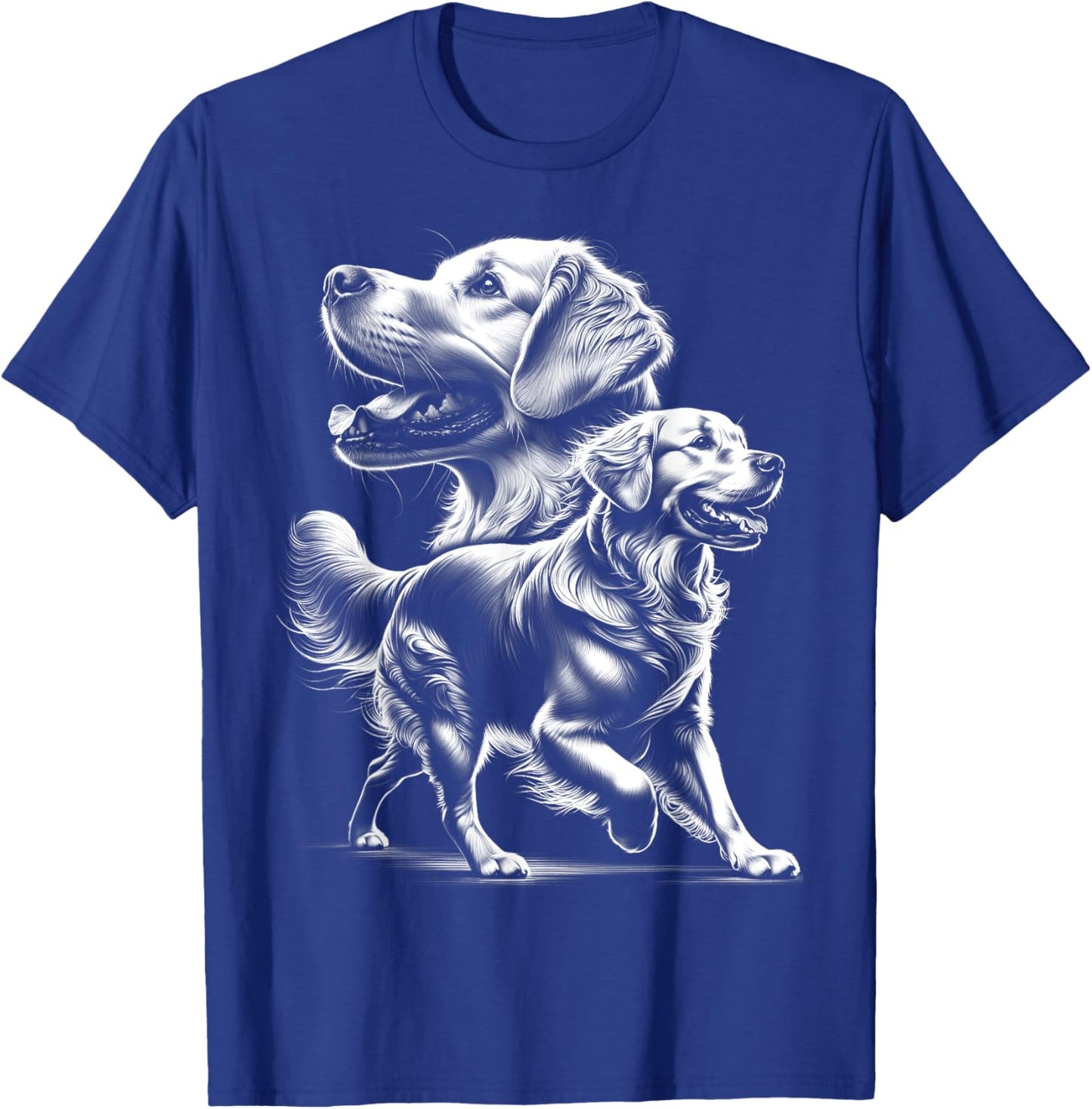 Playful Golden Retriever Dog in Photorealistic Style Men Women Kids T-Shirt - T-Shirt | Royal