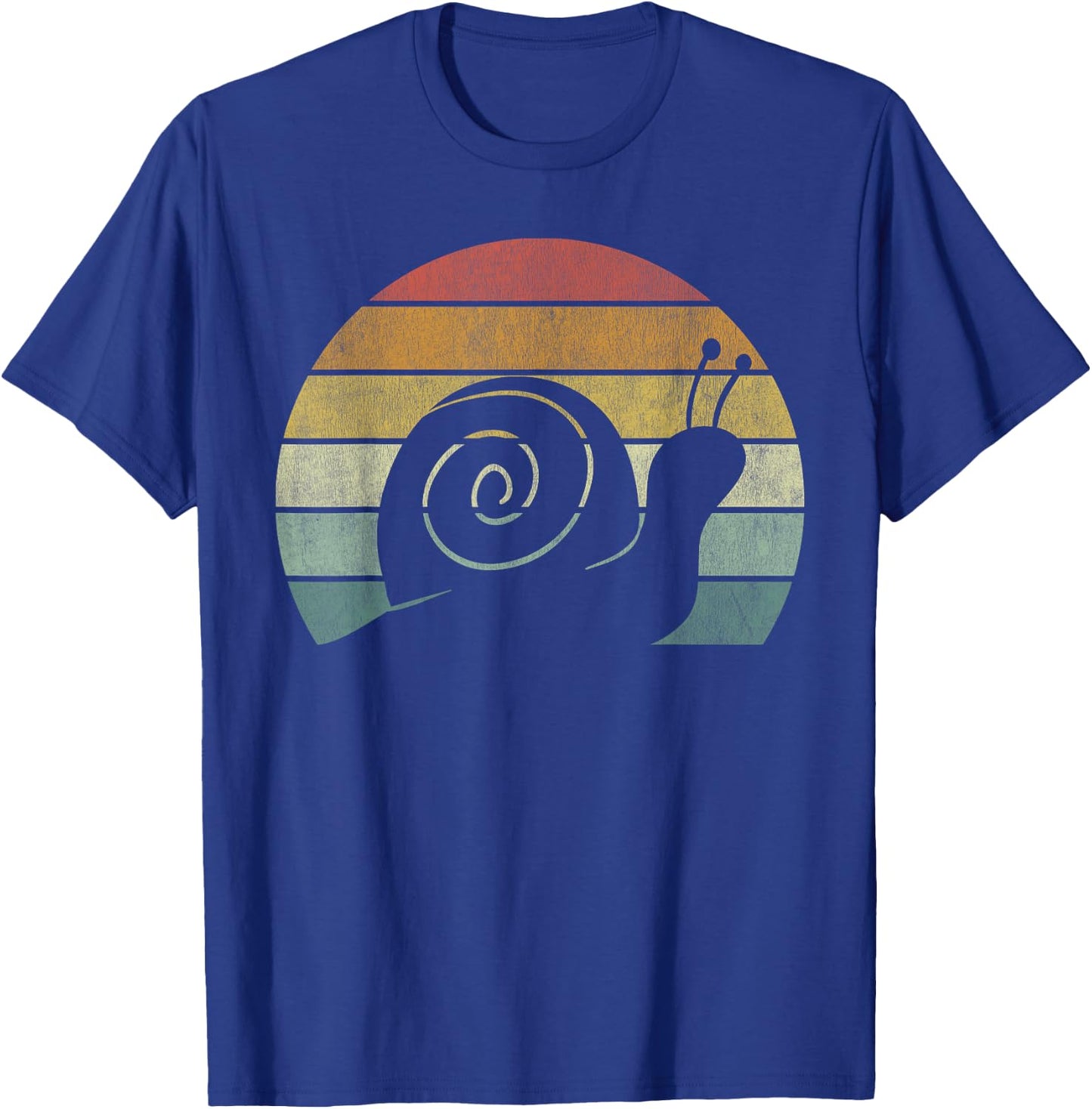 Vintage Retro Sunset Snail Design Cute Sluggish Funny Snail T-Shirt - T-Shirt | Royal