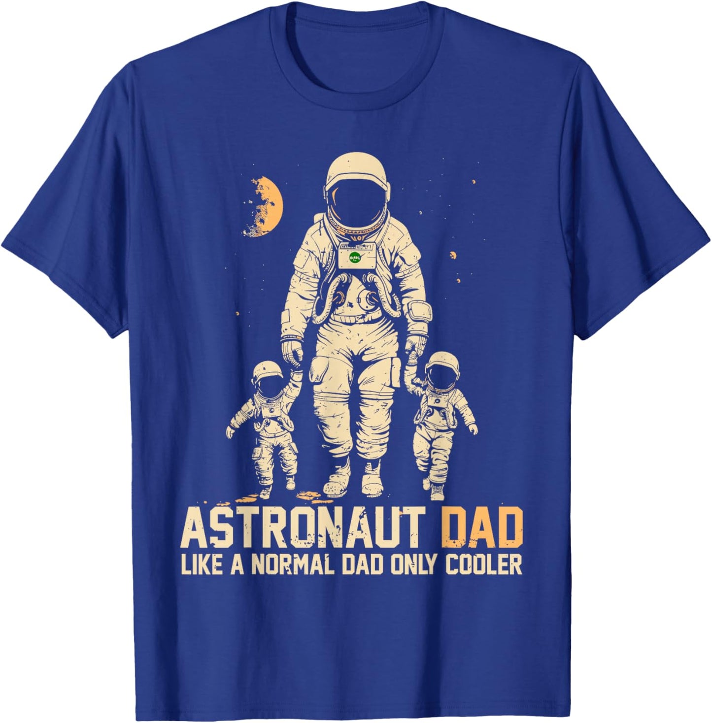 Astronaut Dad Funny Space Father Of 2 Kids Father's Day Twin T-Shirt - T-Shirt | Royal