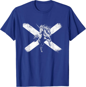 Scottish Flag Caledonian Unicorn Scot Scotsman Scotland T-Shirt - T-Shirt | Royal