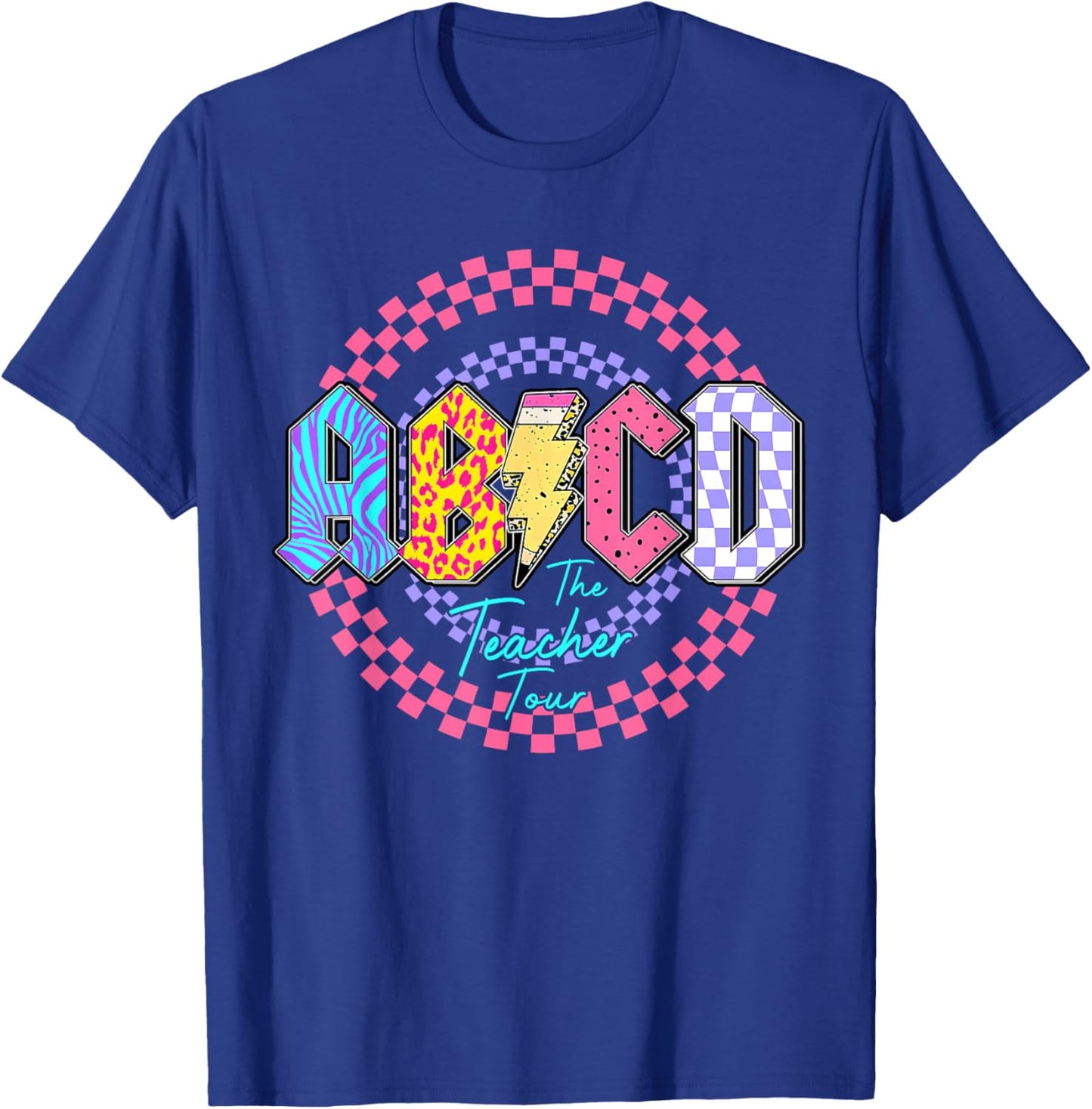 ABCD The Teacher Tour Rockin' Happy Last Day Of School Retro T-Shirt - T-Shirt | Royal