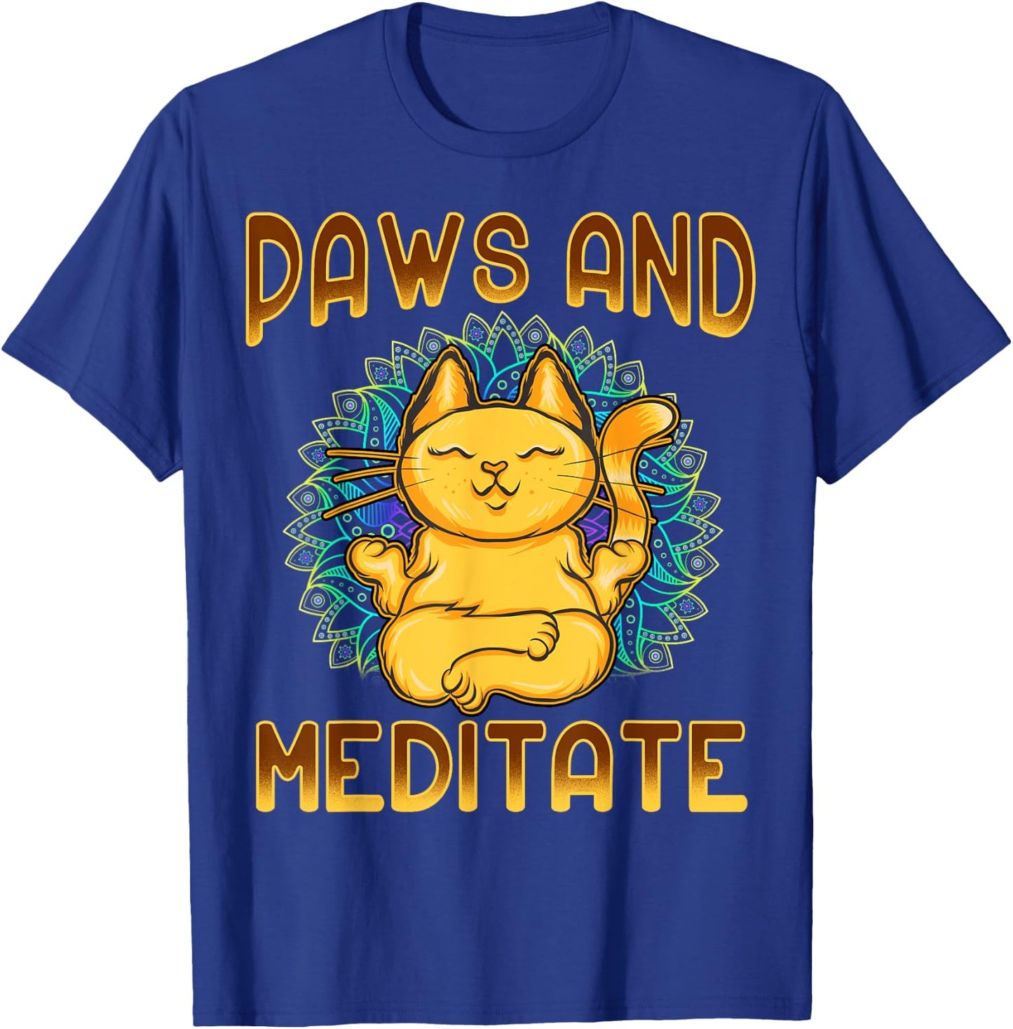 Yoga Paws And Meditate Funny Cat Lover Yogi Namaste Kitten Men Women Kids T-Shirt - T-Shirt | Royal